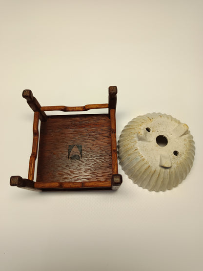 Juego mesas de iroko ·Macetas gres