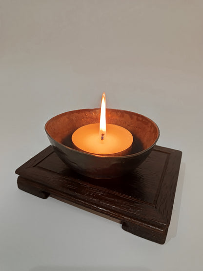 Cuenco gres negro ·Mesa iroko