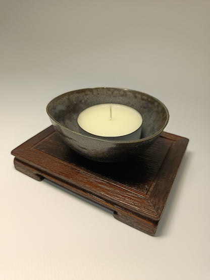 Cuenco gres negro ·Mesa iroko