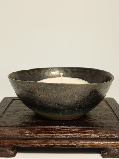 Cuenco gres negro ·Mesa iroko