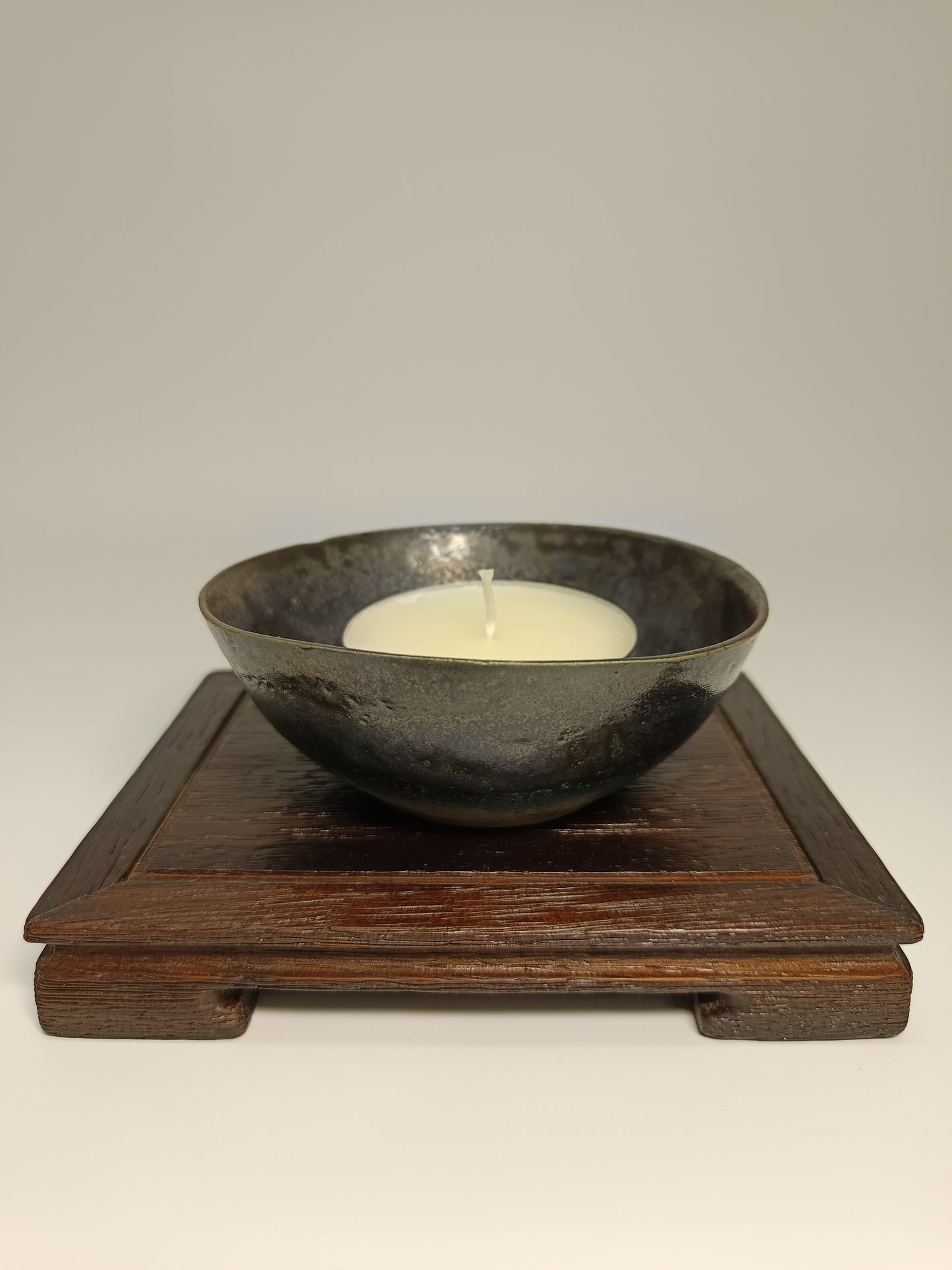 Cuenco gres negro ·Mesa iroko