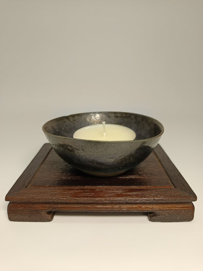 Cuenco gres negro ·Mesa iroko