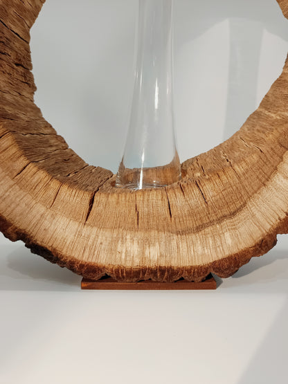 Jarrón madera de roble y vidrio