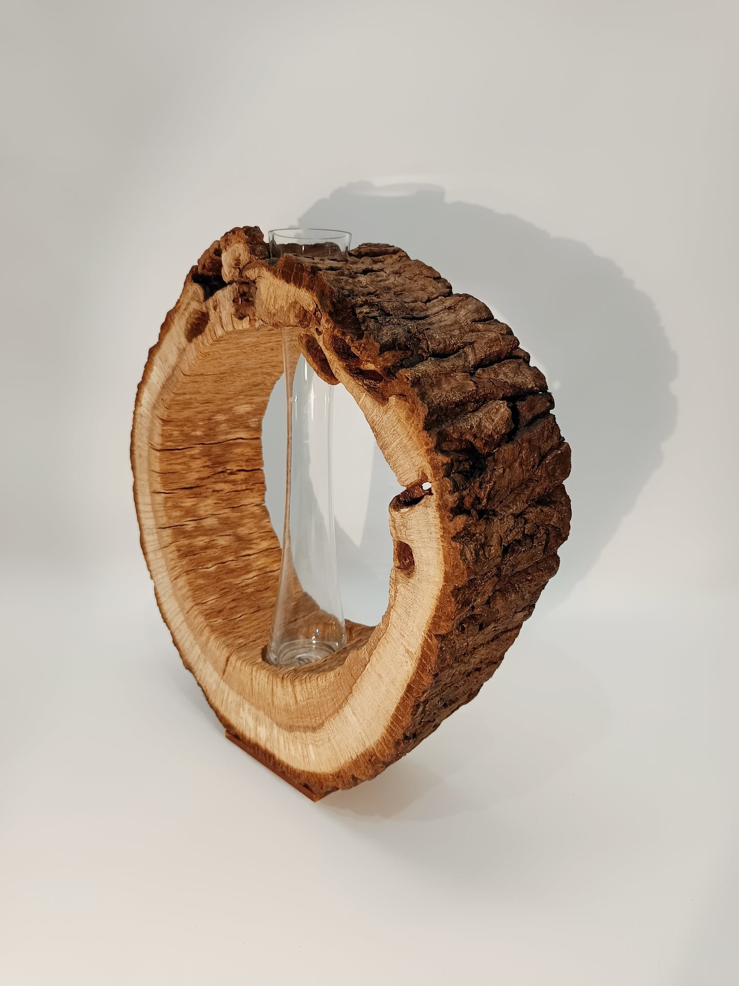 Jarrón madera de roble y vidrio