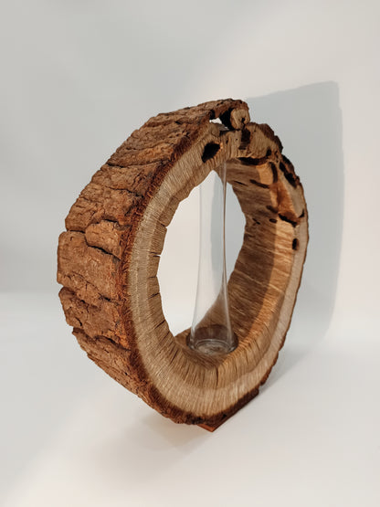 Jarrón madera de roble y vidrio