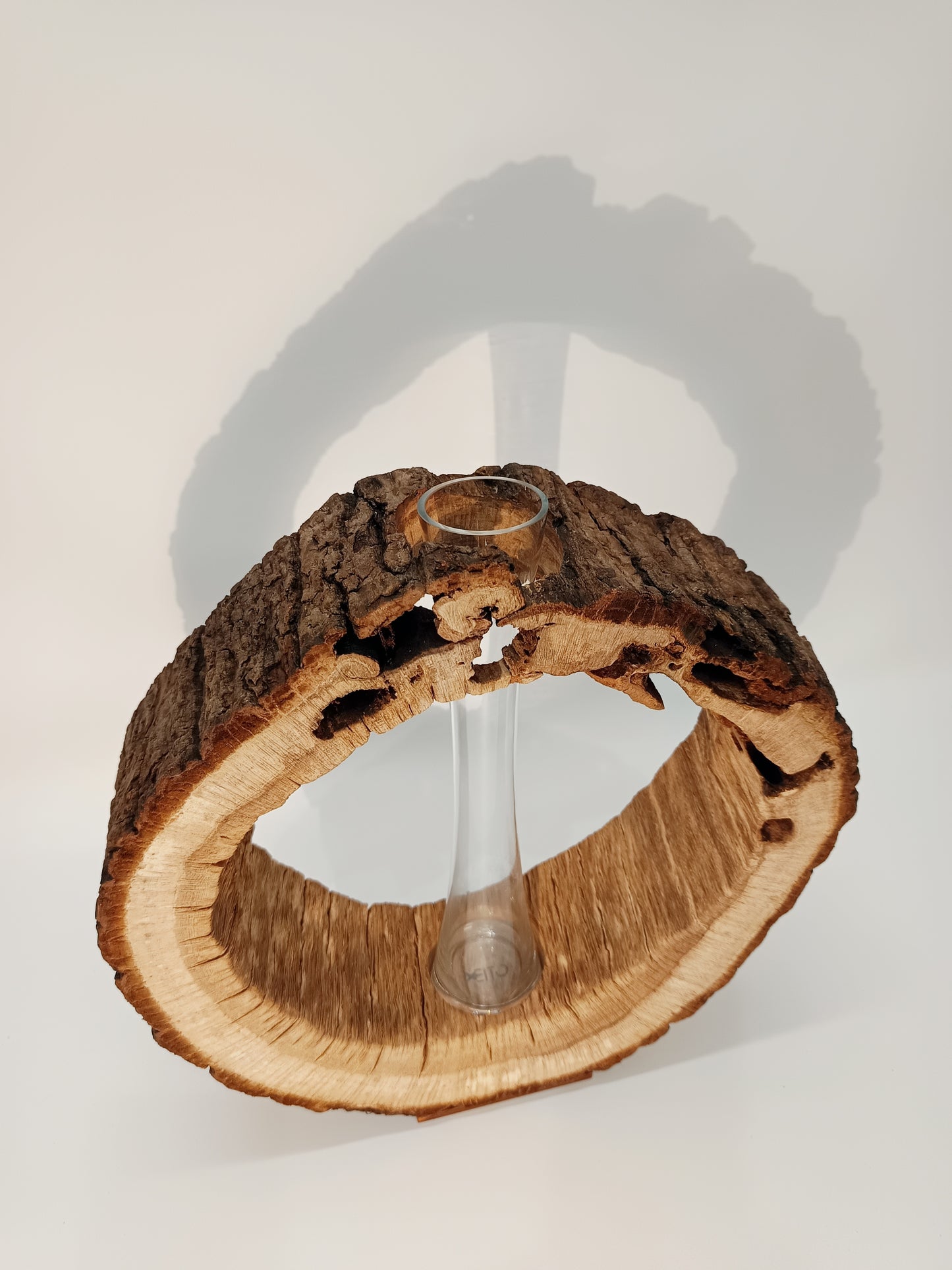 Jarrón madera de roble y vidrio