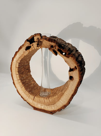 Jarrón madera de roble y vidrio