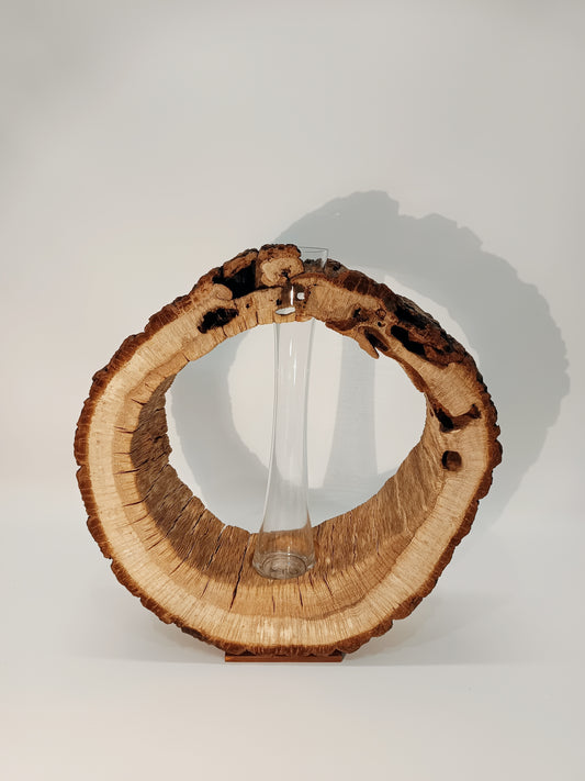 Jarrón madera de roble y vidrio